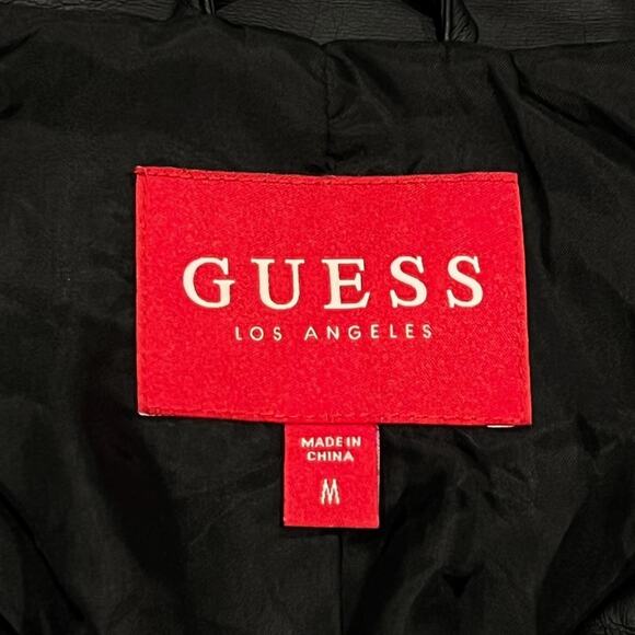 ★ Guess Y2K Quilted Black Slim Fit (Women’s) Faux Leather Jacket ★ - Picture 4 of 6